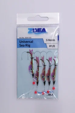 Zebco Litka viidellä kullanvärisellä koukulla joiden ympärillä kalaimitaatio #1/0