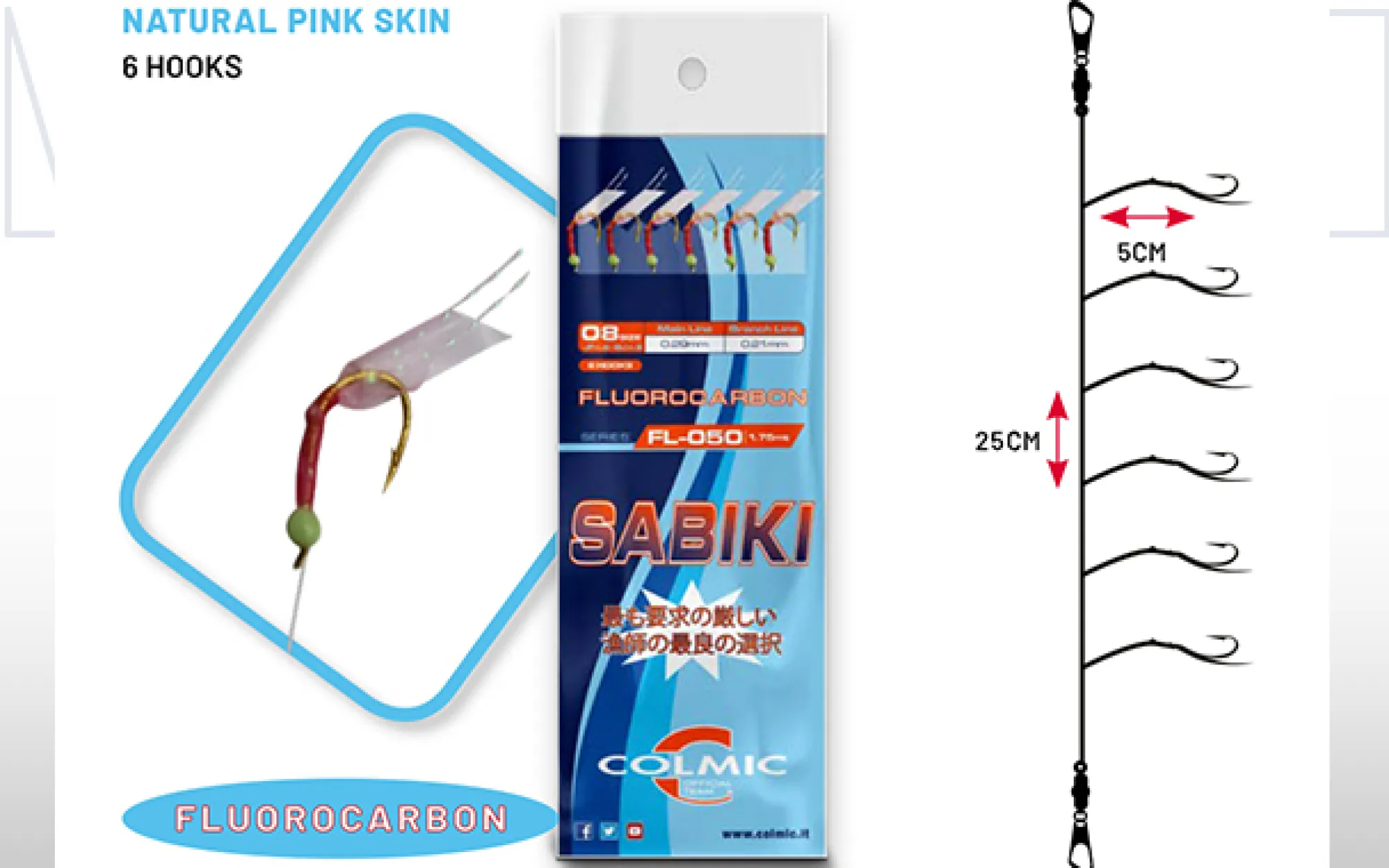 Hot Onkitukku Sabiki 6 Koukkua koukku #8 FL-050 1,75m